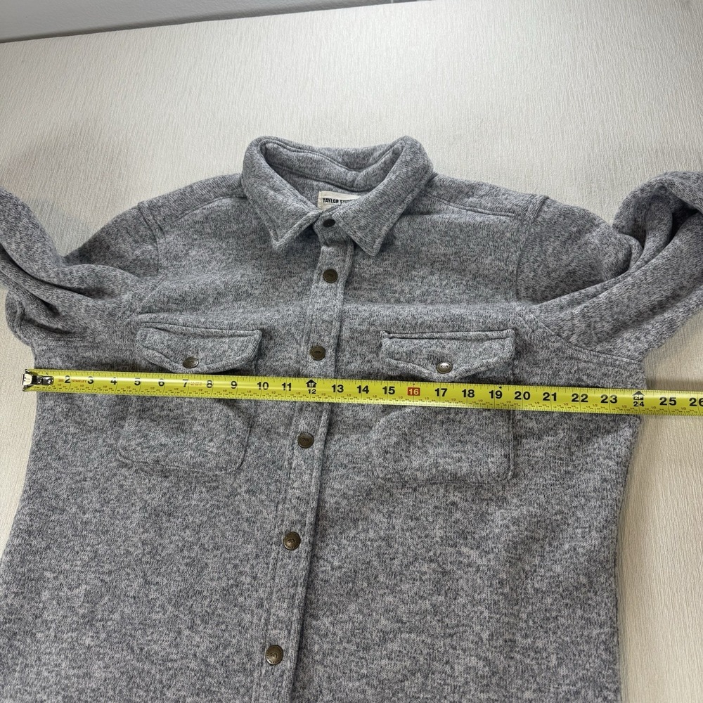 Taylor Stitch Big Sur Shirt Jacket Mens 42 Heather Gray Polartec Fleece Snap USA - Picture 6 of 13